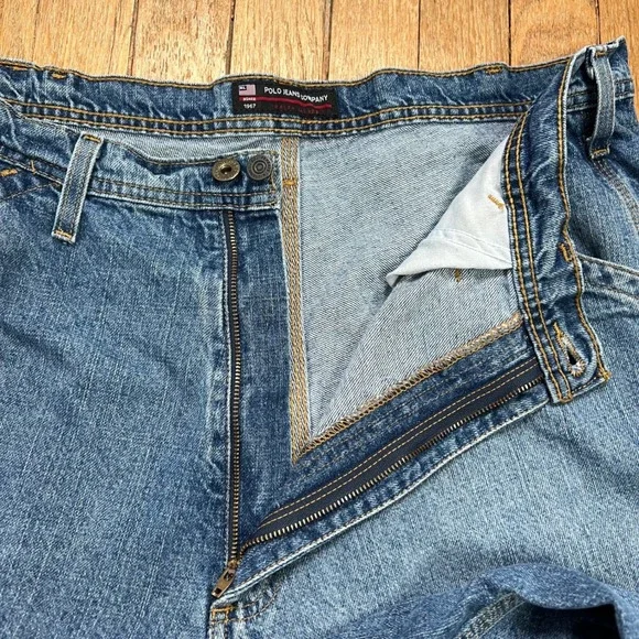Y2K Vintage‎ Polo Jeans Co Baggy Wide Leg Carpenter Crop Men's Size 37x26.5 READ